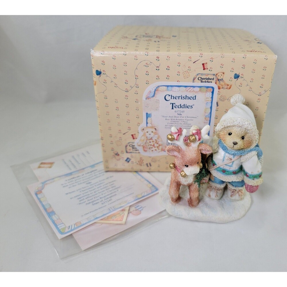 Cherished Teddies 617245 Nils Figurine NEAR & DEER FOR CHRISTMAS Figurine In Box